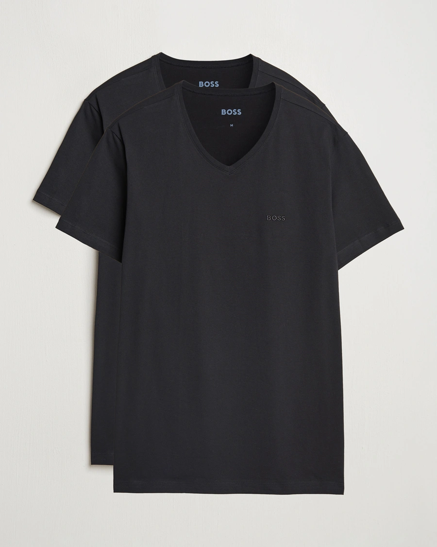 Homme | T-shirts | BOSS BLACK | 2-Pack Relaxed Fit V-Neck T-Shirt Black