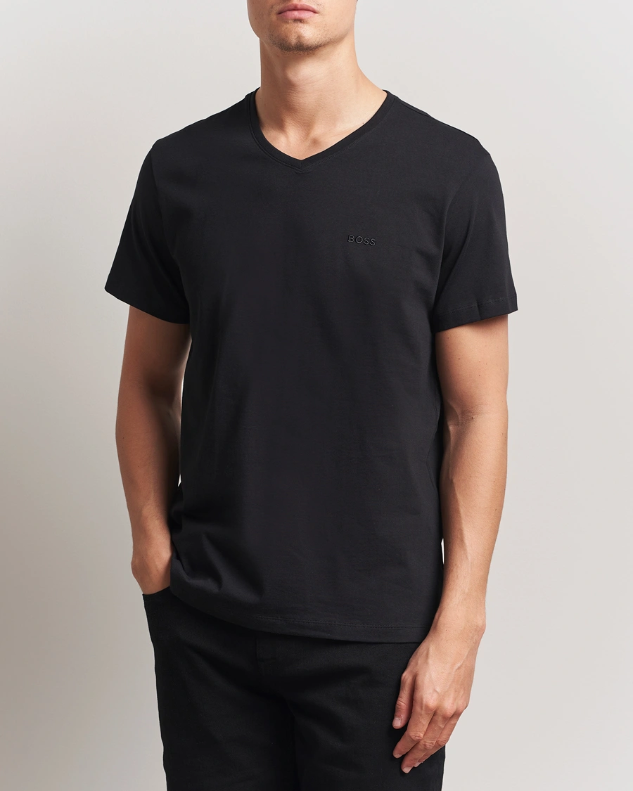 Homme | T-shirts | BOSS BLACK | 2-Pack Relaxed Fit V-Neck T-Shirt Black