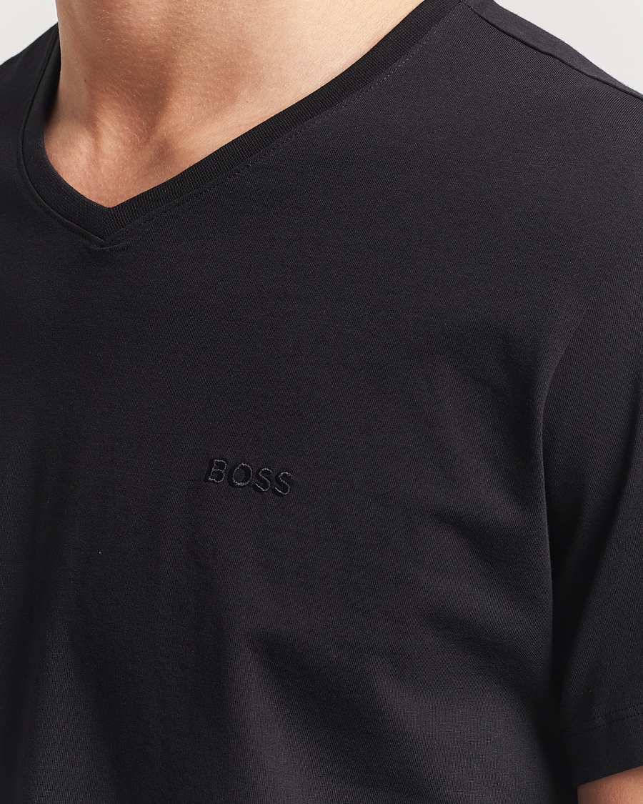 Homme | T-shirts | BOSS BLACK | 2-Pack Relaxed Fit V-Neck T-Shirt Black