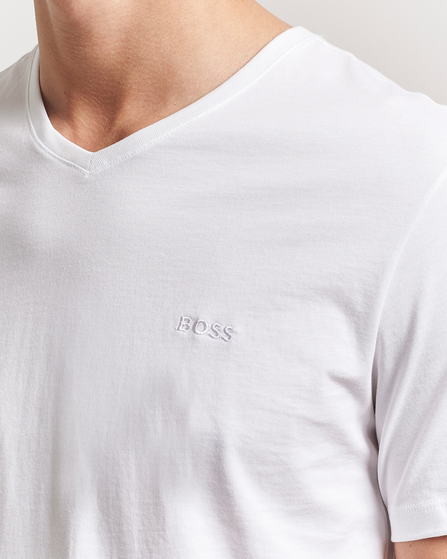 Homme | T-shirts | BOSS BLACK | 2-Pack Relaxed Fit V-Neck T-Shirt White