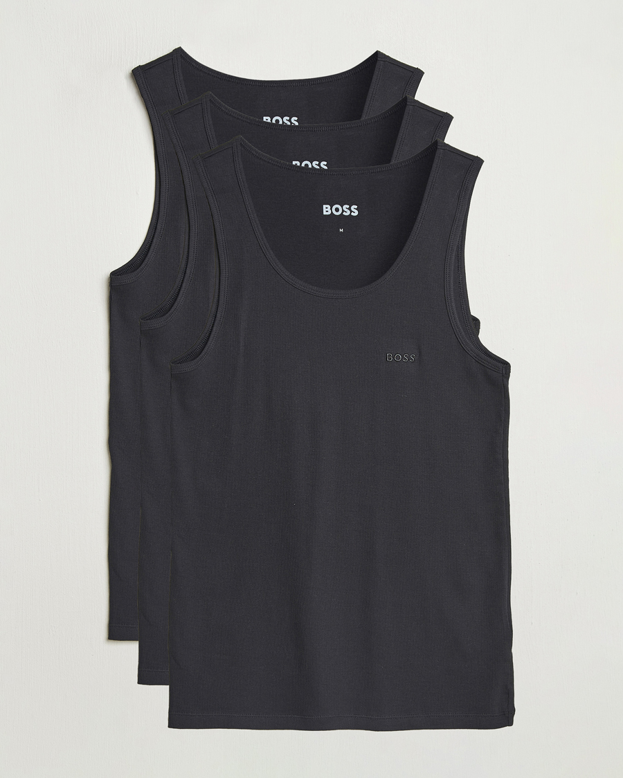 Homme | T-shirts | BOSS BLACK | 3-Pack Ribbed Tank Top Black