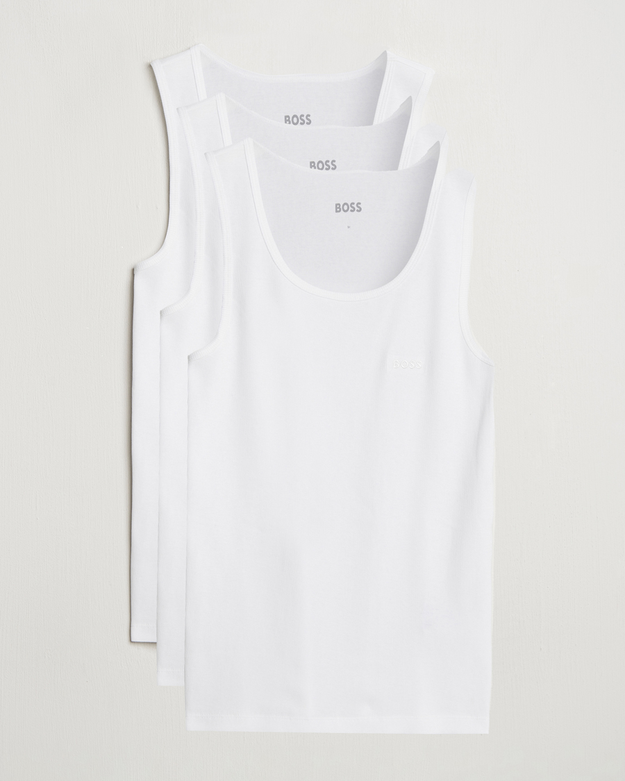 Homme | T-shirts | BOSS BLACK | 3-Pack Ribbed Tank Top White