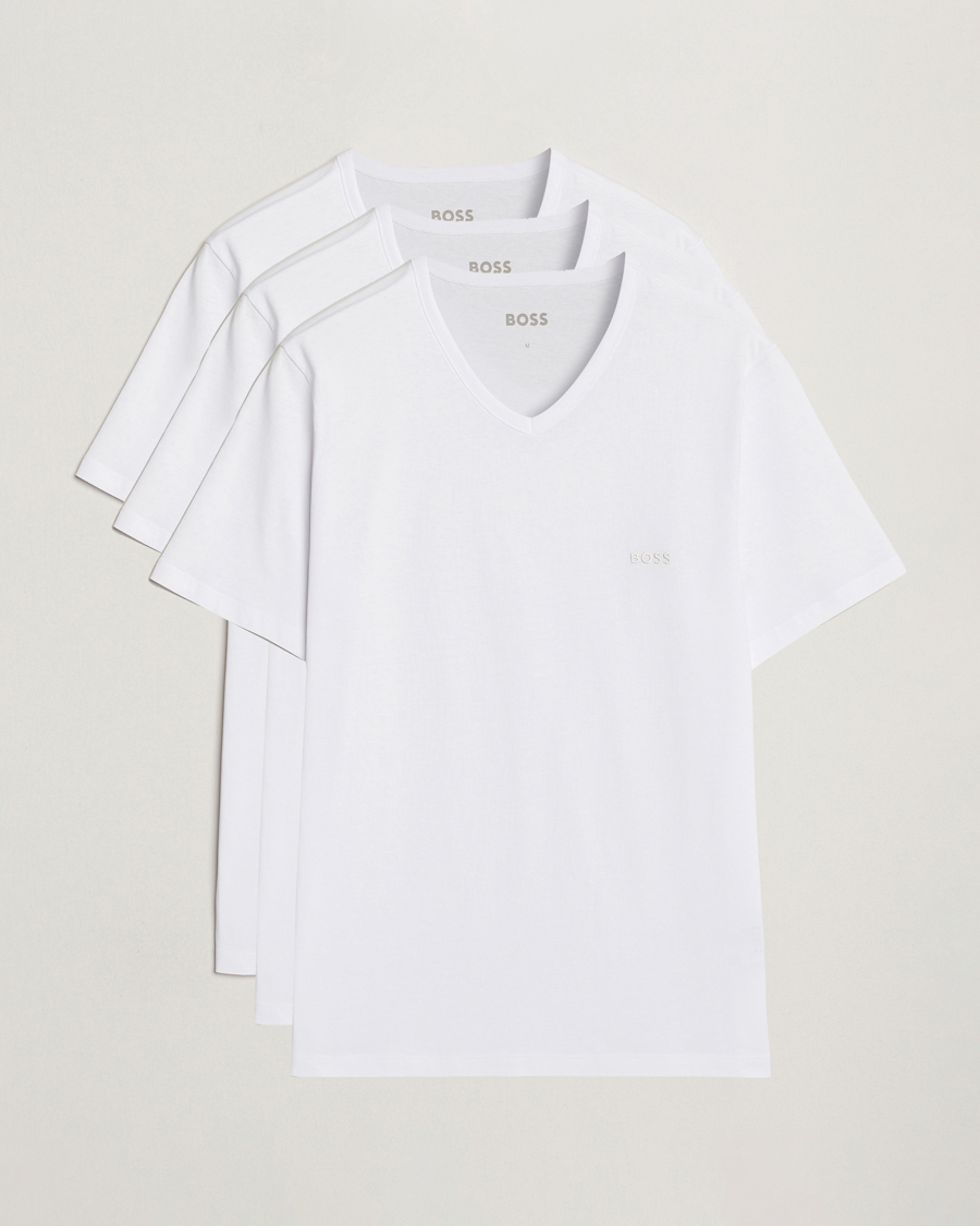 Homme | T-shirts | BOSS BLACK | 3-Pack V-Neck T-Shirt White