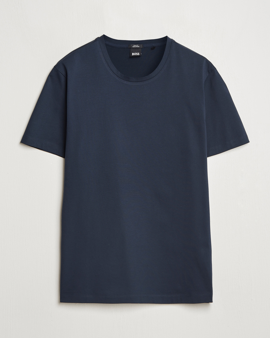 Homme | T-shirts | BOSS BLACK | Tessler Mercerized Crew Neck T-Shirt Dark Blue