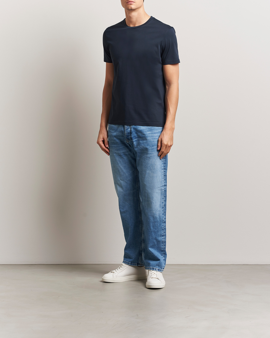 Homme | T-shirts | BOSS BLACK | Tessler Mercerized Crew Neck T-Shirt Dark Blue