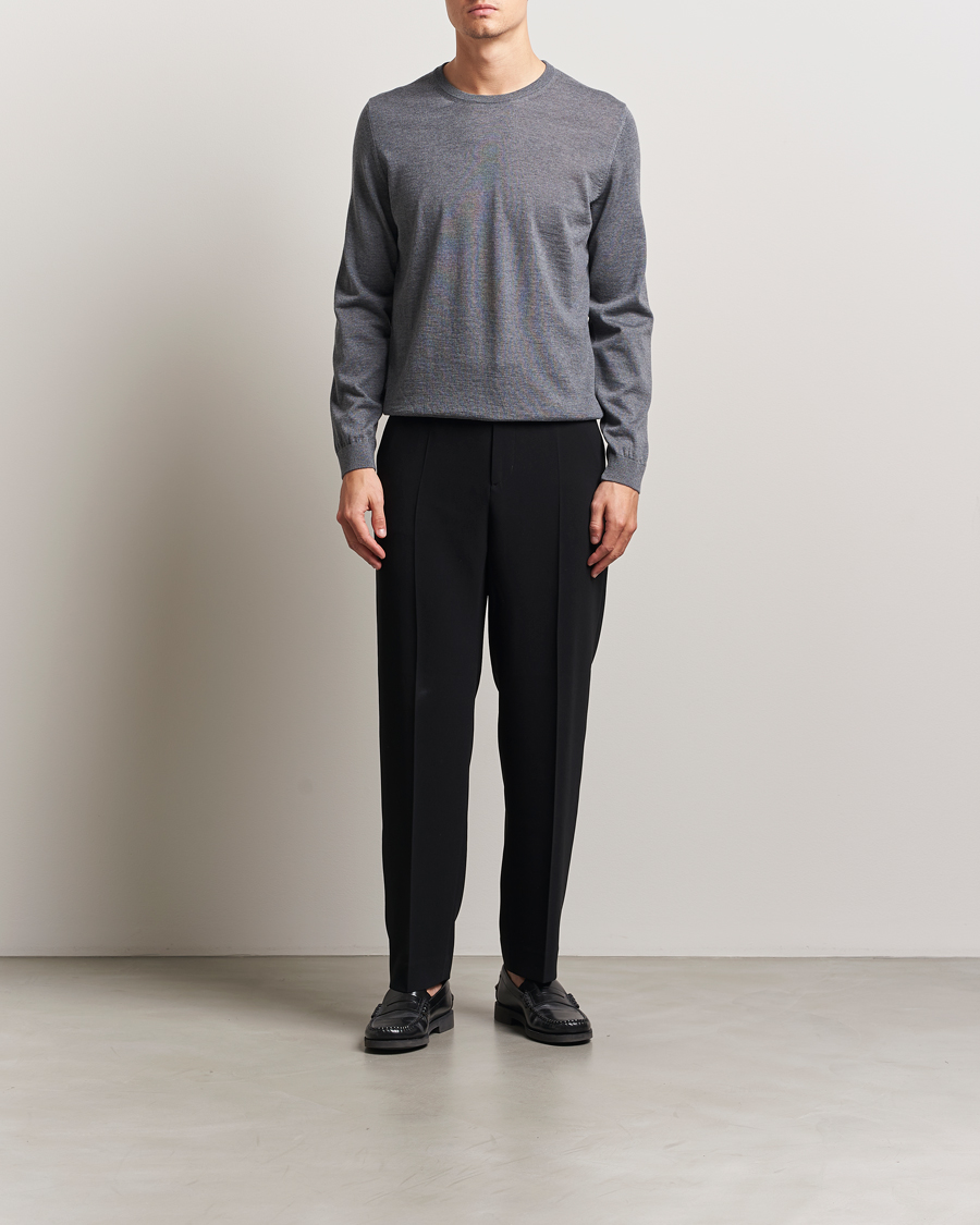 Homme | Pulls Et Tricots | BOSS BLACK | Leno Wool Crew Neck Pullover Medium Grey