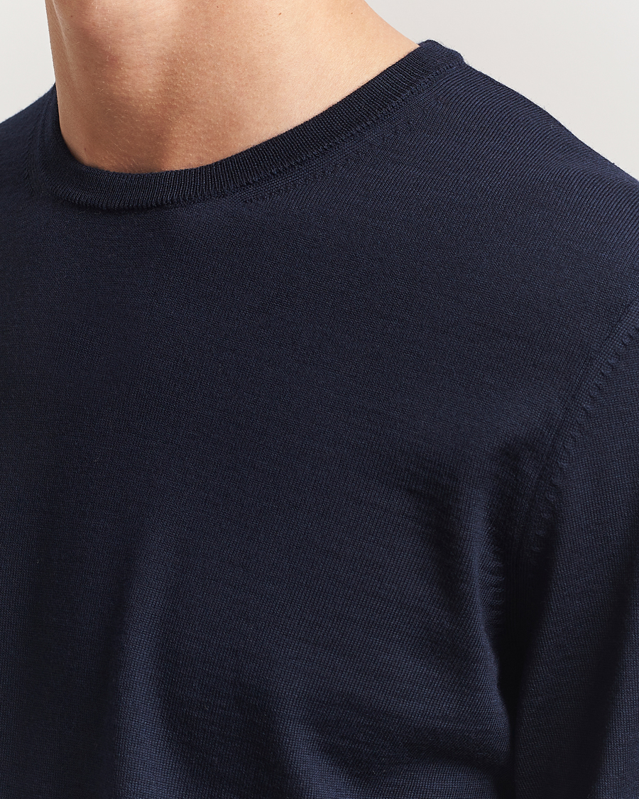 Homme | Pulls Et Tricots | BOSS BLACK | Leno Wool Crew Neck Pullover Dark Blue