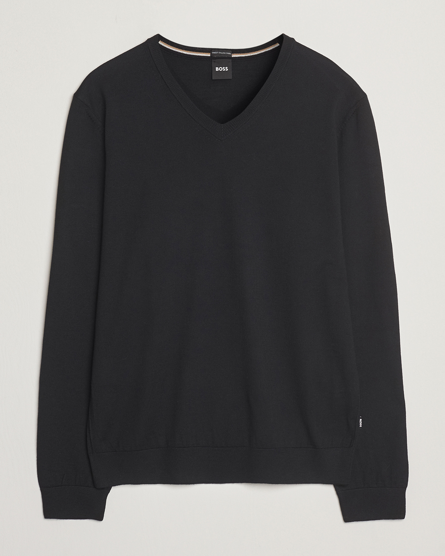 Homme | Pulls Et Tricots | BOSS BLACK | Melba Wool V-Neck Pullover Black