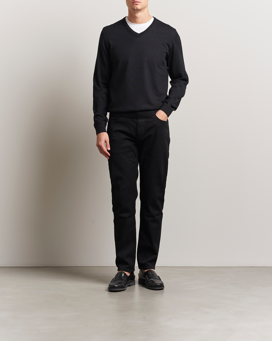 Homme | Pulls Et Tricots | BOSS BLACK | Melba Wool V-Neck Pullover Black