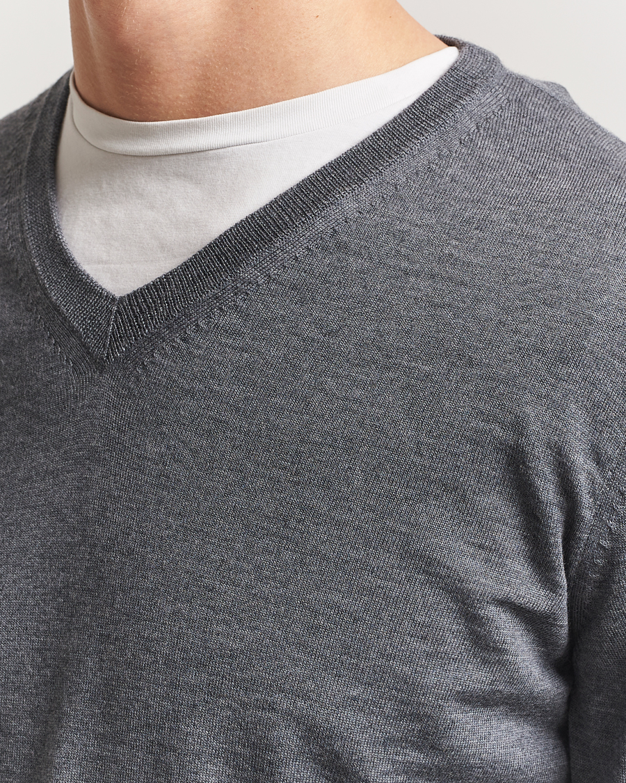 Homme | Pulls Et Tricots | BOSS BLACK | Melba Wool V-Neck Pullover Medium Grey