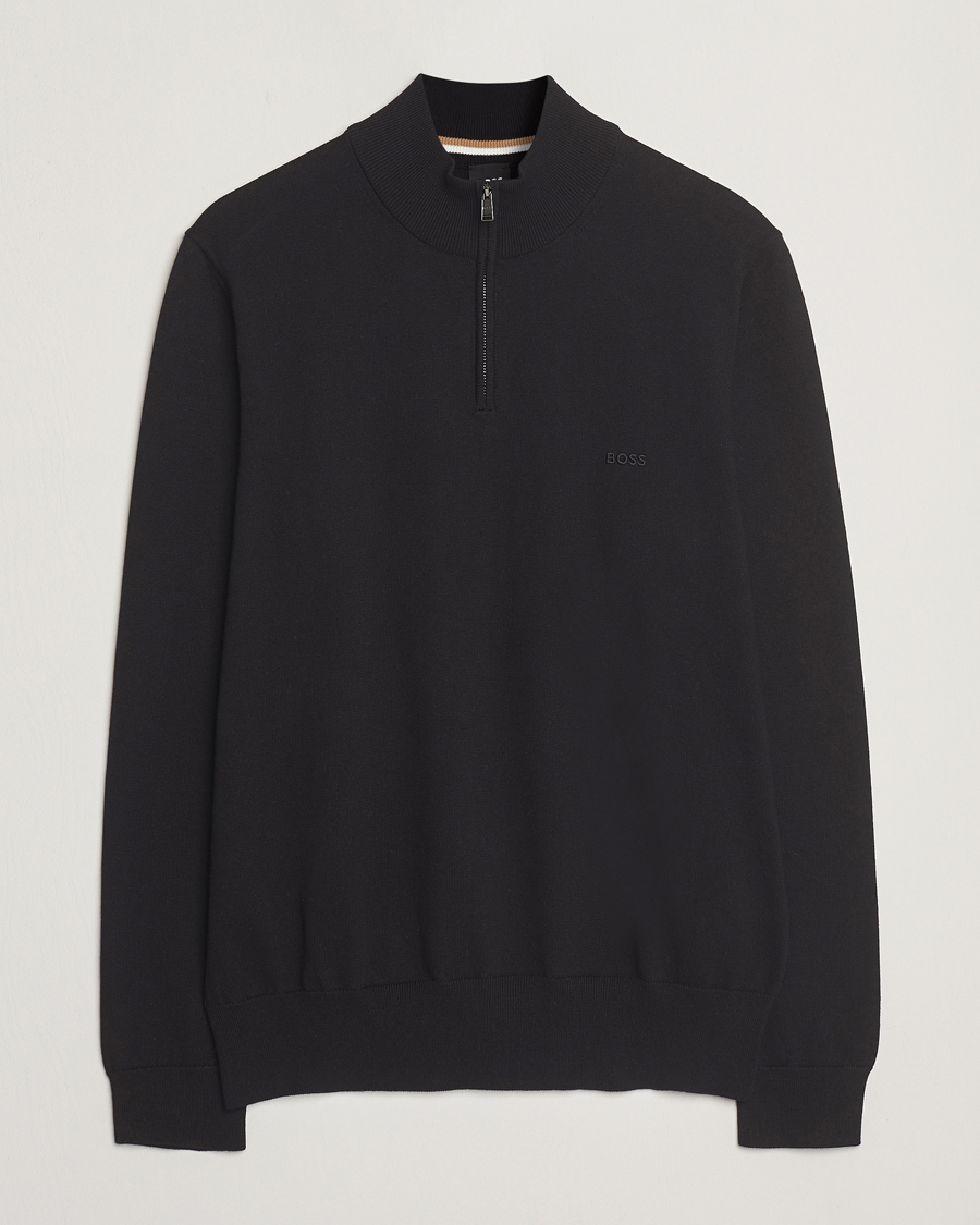 Homme | Pulls Et Tricots | BOSS BLACK | Padro Cotton Knitted Half Zip Black
