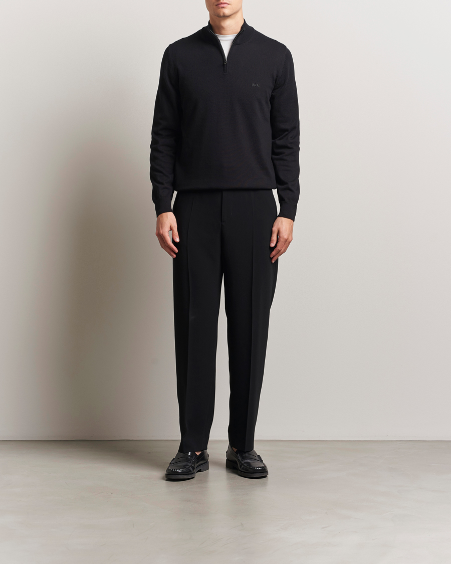 Homme | Pulls Et Tricots | BOSS BLACK | Padro Cotton Knitted Half Zip Black