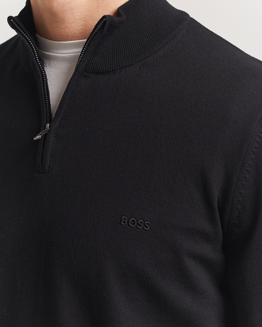 Homme | Pulls Et Tricots | BOSS BLACK | Padro Cotton Knitted Half Zip Black