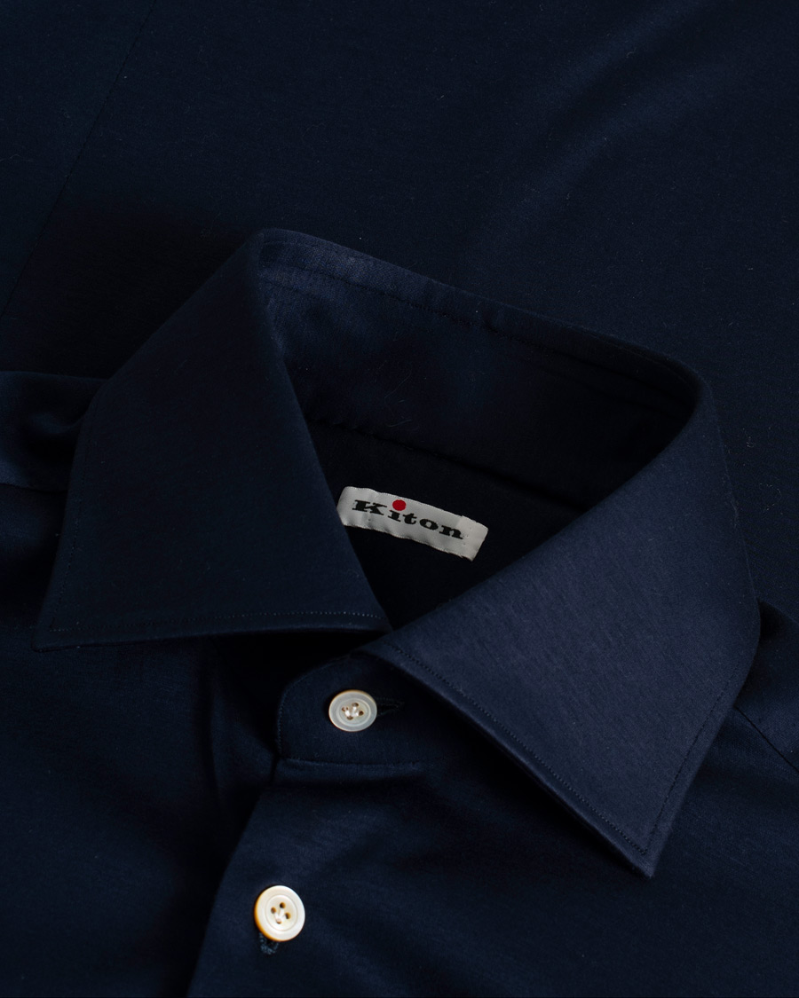 Homme | Chemises | Pre-owned | Kiton Cotton Jersey Shirt Navy